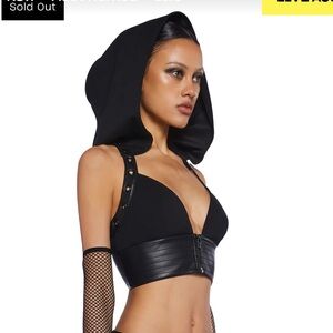 Club Exx Immortal Distortion Bra Top Black Crop with Lace-Up Detail M BNWT